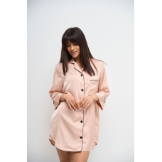 Жіноча нічна сорочка подовжена шовкова. Кремовий, M