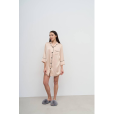 Жіноча нічна сорочка подовжена шовкова. Молочний, S