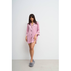 Жіноча нічна сорочка подовжена шовкова. Темно-рожевий, S