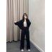 Жіночий костюм-двійка з широкими штанами Чорний, 50/52