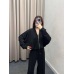 Жіночий костюм-двійка з широкими штанами Чорний, 50/52