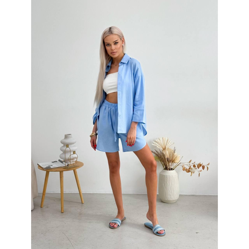 Костюм жіночий літній, льон Блакитний, 48/52