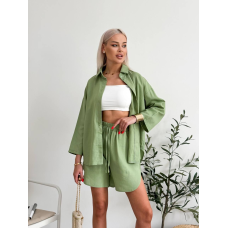 Костюм жіночий літній, льон Хакі, 48/52