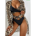 Жіночий купальник з накидкою з леопардовим принтом Чорний ХL
