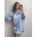 Жіноча нічна сорочка подовжена шовкова L, Блакитний Жіноча нічна сорочка подовжена шовкова L, Блакитний