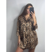 Жіноча нічна сорочка подовжена шовкова.  Леопард 6, XL