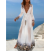 Біла туніка пляжна з принтом довга 42/46 Біла туніка пляжна з принтом довга 42/46