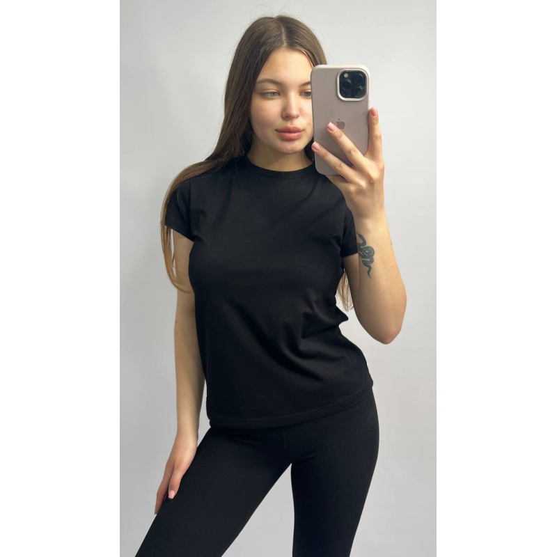 Базова футболка жіноча подовжена Чорний, XL