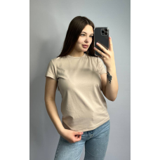 Базова футболка жіноча подовжена Бежевий, M