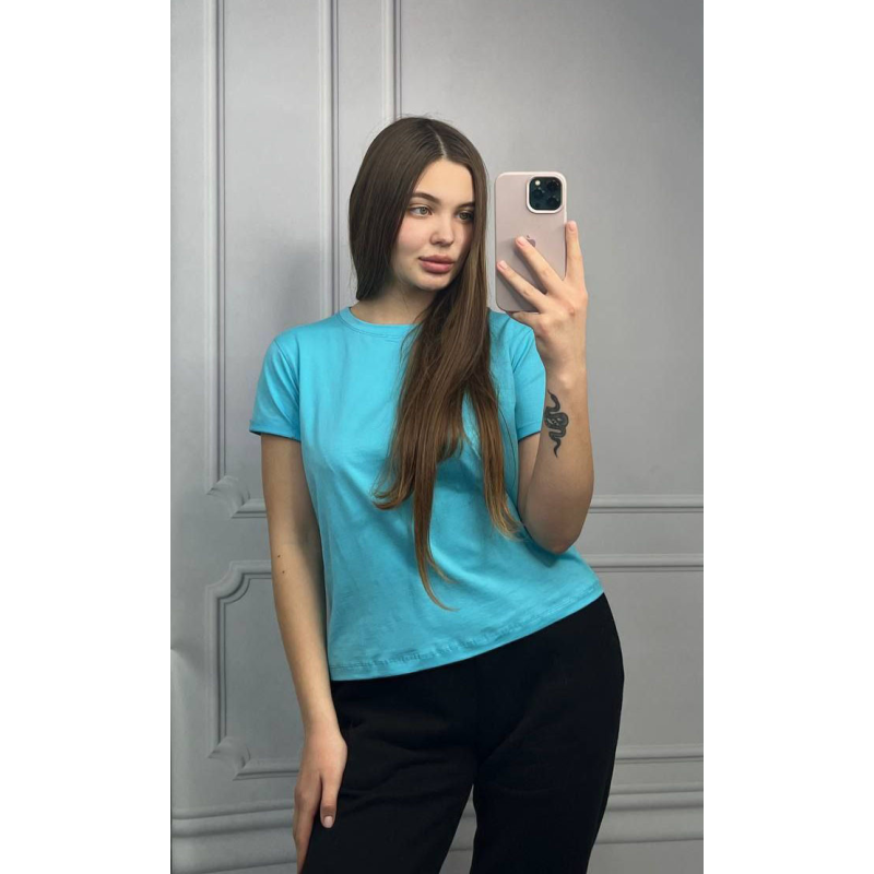 Базова футболка жіноча подовжена Бірюзовий, XXL