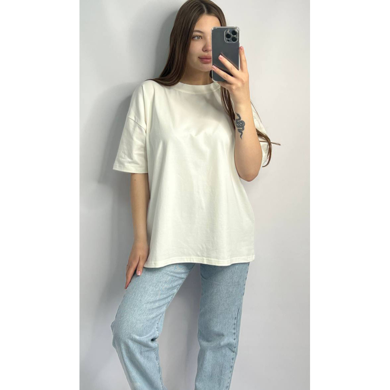 Футболка базова оверсайз Молочний, M/L Футболка базова оверсайз Молочний, M/L