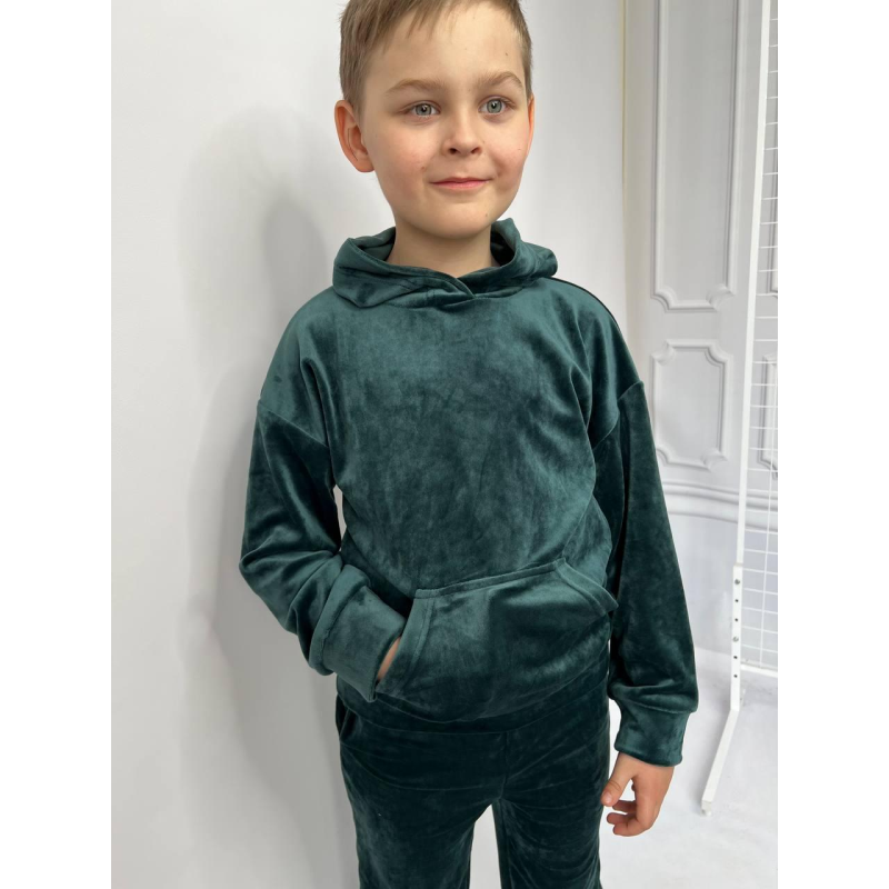 Дитячий велюровий костюм “Кенгару“, 122-128, Смарагдовий