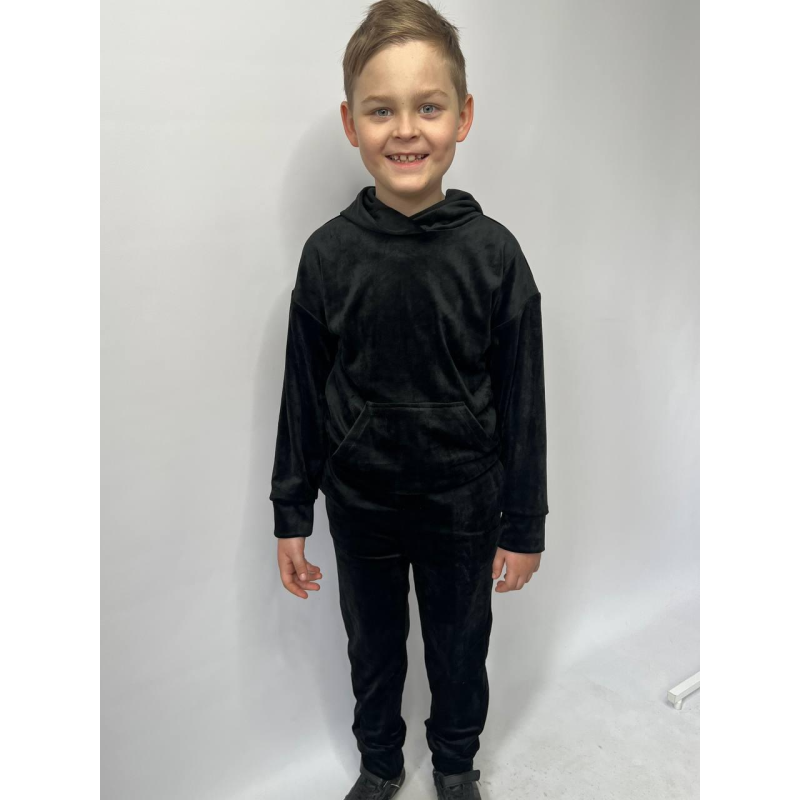 Дитячий велюровий костюм “Кенгару“, 122-128, Чорний