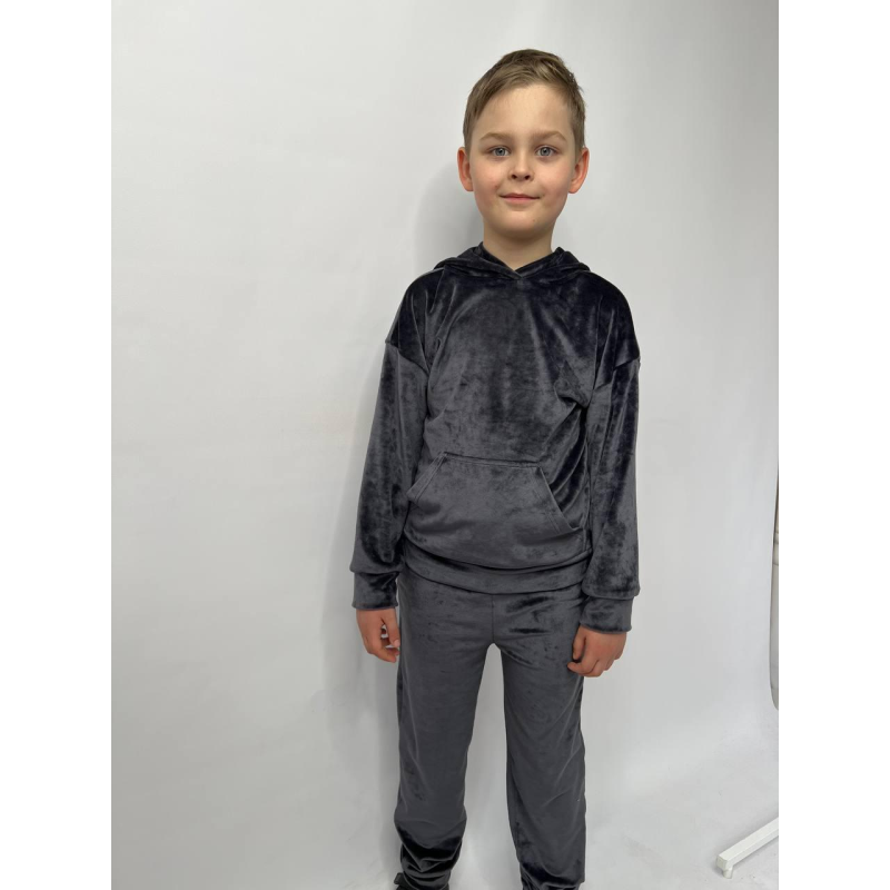 Дитячий велюровий костюм “Кенгару“, 110-116, Графітовий