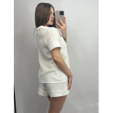 Жіноча піжама із шортами муслінова Молочна XL
