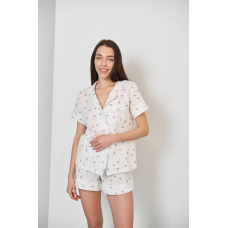 Жіноча піжама з шортами муслінова Молочна кульбаби M