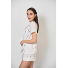 Жіноча піжама з шортами муслінова Молочна кульбаби XL