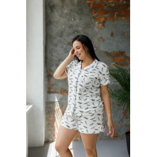 Жіноча піжама з шортами муслінова Молочне пір“я XL