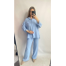 Костюм-трійка жіночий літній з шортами і брюками Блакитний, XL-XXL