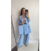 Костюм-трійка жіночий літній з шортами і брюками Блакитний, XL-XXL