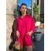 Костюм-трійка жіночий літній з шортами і брюками Малиновий, XL-XXL