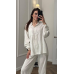 Костюм жіночий літній льон Молочний, Смужка, XS-S