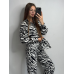 Костюм жіночий літній льон Чорно-білий, Тварини принти, ML Костюм жіночий літній льон Чорно-білий, Тварини принти, ML