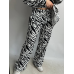 Костюм жіночий літній льон Чорно-білий, Тварини принти, ML Костюм жіночий літній льон Чорно-білий, Тварини принти, ML