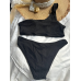 Жіночий роздільний купальник на одне плече Черный, M