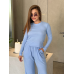 Жіночий костюм у рубчик із широкими штанами Блакитний M/L