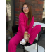 Жіночий костюм у рубчик із широкими штанами Малиновий M/L