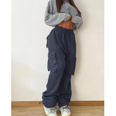 Штани карго жіночі трикотажні, 48/52, Синій