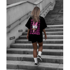 Жіночий костюм футболка з велосипедками Чорний 46/48