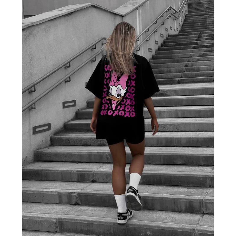 Жіночий костюм футболка з велосипедками Чорний 46/48