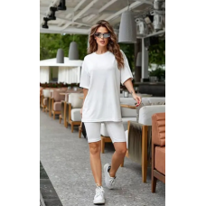 Жіночий костюм футболка з велосипедками Білий 42/44