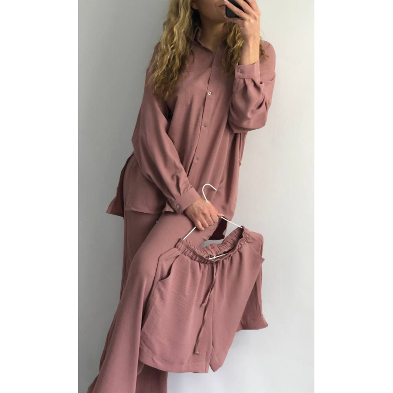 Костюм-трійка жіночий літній із шортами та штанами XS, Темно-рожевий Костюм-трійка жіночий літній із шортами та штанами XS, Темно-рожевий