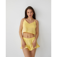 Жіноча піжама майка з шортами жовтий, M