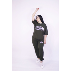 Жіночий літній спортивний костюм Хакі, XL-2XL