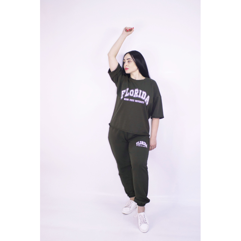 Жіночий літній спортивний костюм Хакі, XL-2XL