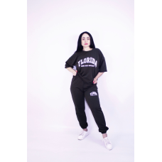 Жіночий літній спортивний костюм Чорний, XL-2XL