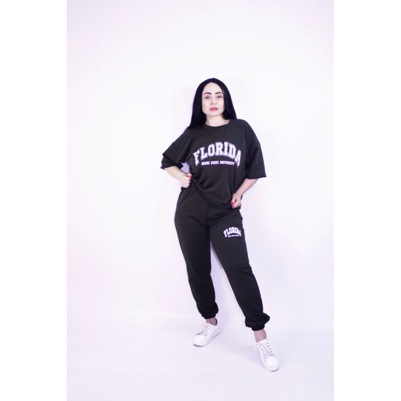 Жіночий літній спортивний костюм Чорний, XL-2XL