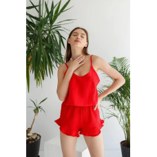 Жіноча піжама майка з шортами Червоний, S