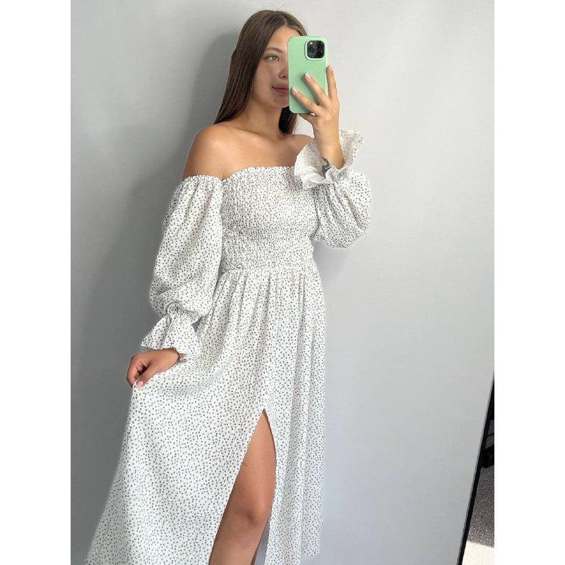 Жіноче літнє міді плаття муслін Квітковий принт, M-L