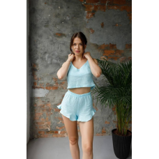 Жіноча чарівна піжама майка з шортами Лазурний М