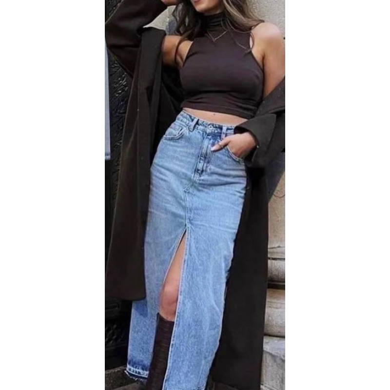 Спідниця джинсова з розрізом S