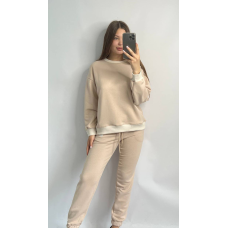 Костюм спортивний жіночий трикотажний Пудровий, M/L