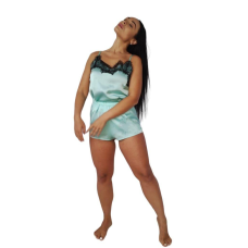 Піжама жіноча шовкова  блакитна майка та шорти 48