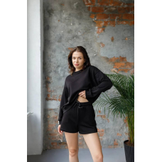 Костюм спортивний жіночий з шортами Чорний, XS-S