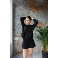 Костюм спортивний жіночий з шортами Чорний, M/L