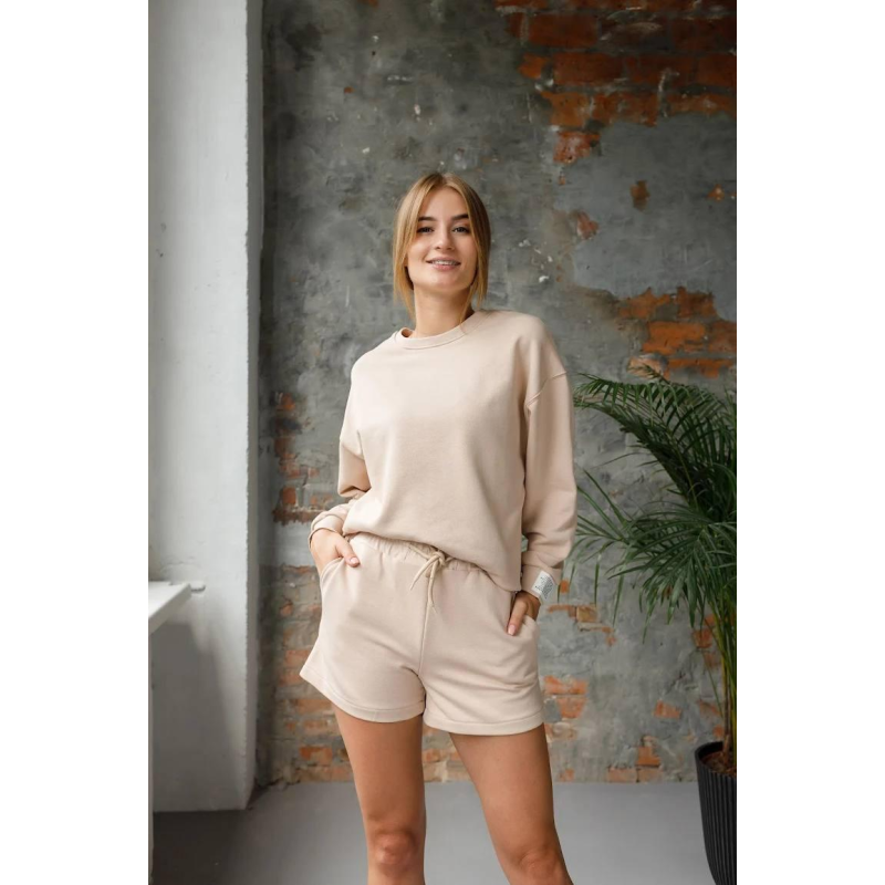 Костюм-двійка спортивний жіночий Бежевий, M/L